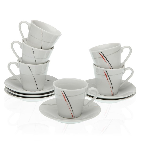 Set of 6 Cups with Plate Straw - set