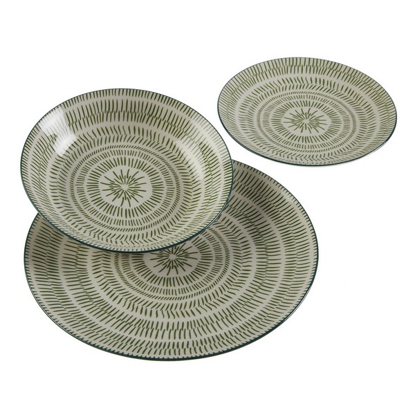 Tableware Spin Green Porcelain (18 Pieces) - tableware