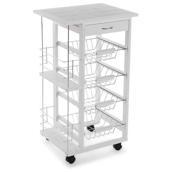 Kitchen Trolley Metal MDF Wood (37 x 84 x 47 cm) - kitchen