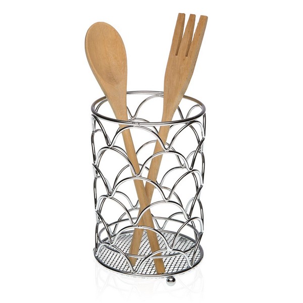 Pot for Kitchen Utensils Chromed (11 x 16 x 11 cm) - pot