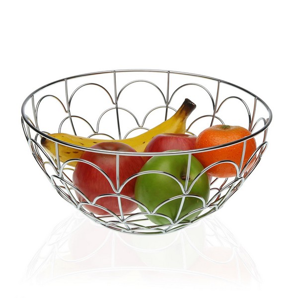 Fruit Bowl Metal Chromed (28 x 13 x 28 cm) - fruit