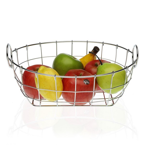 Fruit Bowl Metal Chromed Rectangular (26 x 14 x 32 cm) - fruit