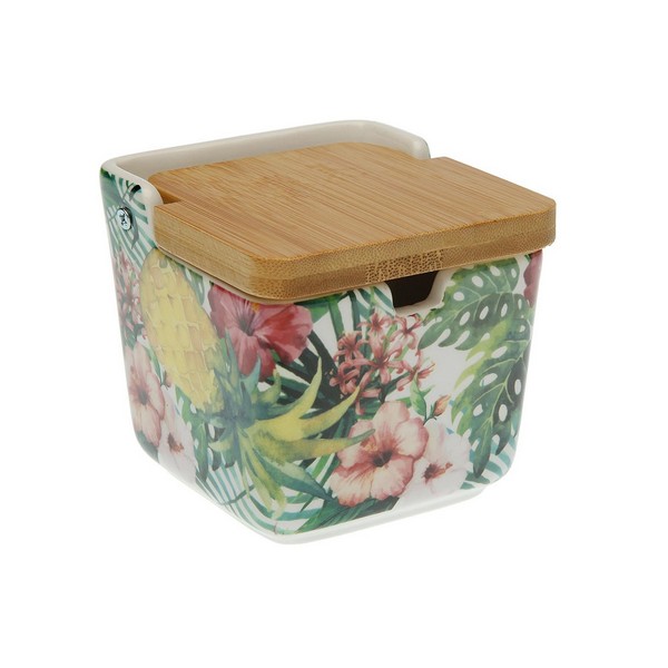 Sugar Bowl Ayanna With lid Bamboo Ceramic (11,2 x 10,3 x 11,2 cm) - sugar