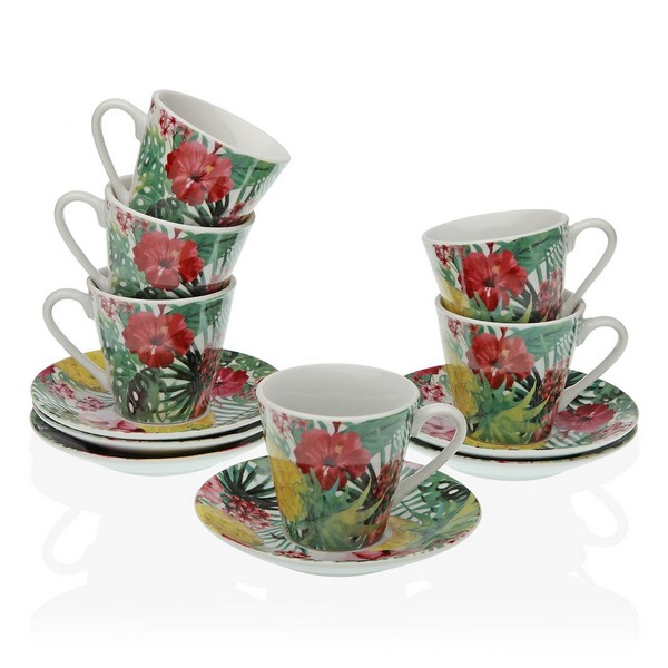 Set of Mugs with Saucers Ayanna Coffee Porcelain (6 pcs) - set