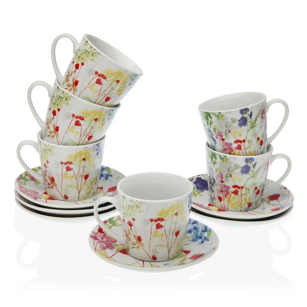 Set of Mugs with Saucers Blume Tea Porcelain (6 pcs) - set