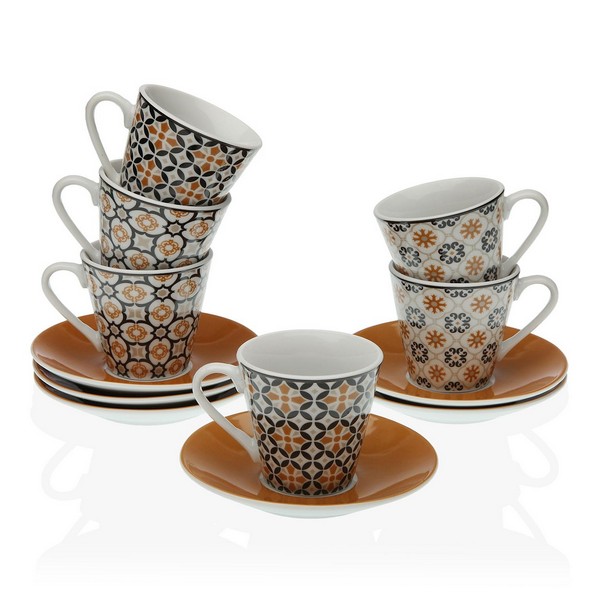 Set of Mugs with Saucers Tisha Coffee Porcelain (6 pcs) - set