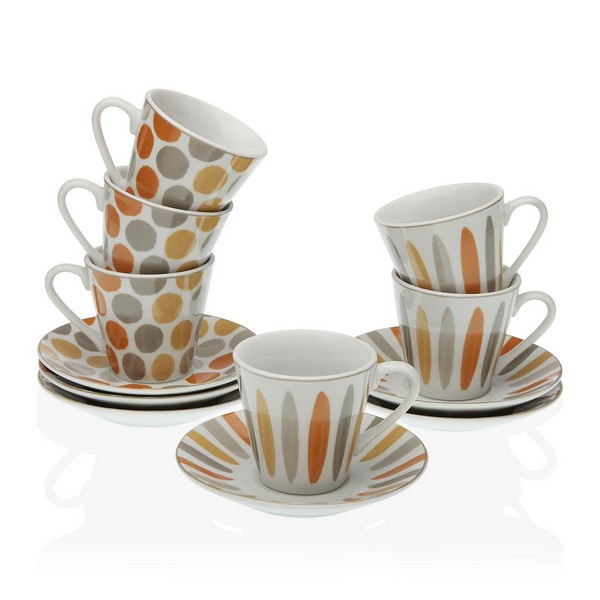 Set of Mugs with Saucers Ava Coffee Porcelain (6 pcs) - set