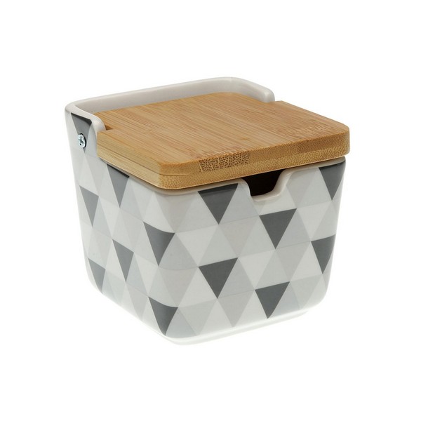 Sugar Bowl With lid Bamboo Triangular Ceramic (11,2 x 10,3 x 11,2 cm) - sugar