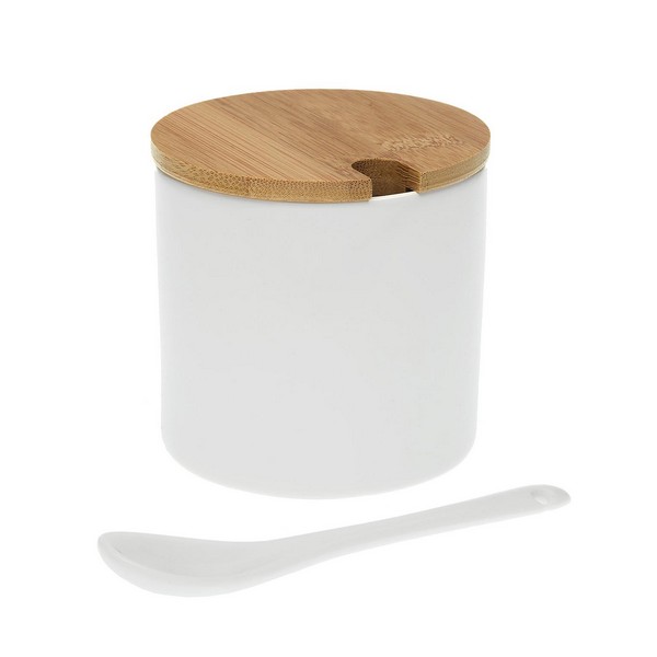 Sugar Bowl With lid Bamboo Circular Ceramic (8 x 8 x 8 cm) - sugar