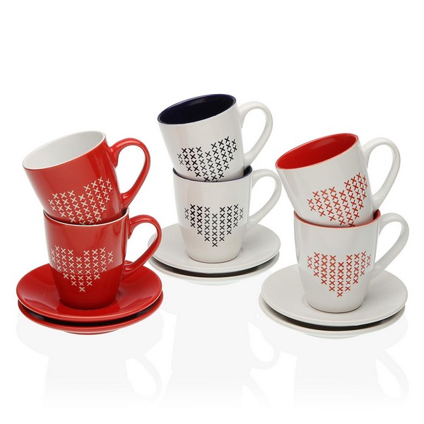 Set of Mugs with Saucers Jada Tea Stoneware (6 pcs) - set