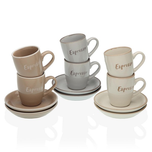 Set of Mugs with Saucers Lieke Coffee Stoneware (6 pcs) - set