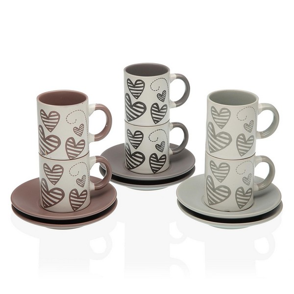 Set of Mugs with Saucers Sena Coffee Stoneware (6 pcs) - set