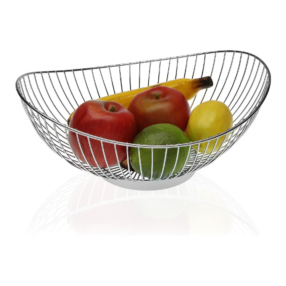 Fruit Bowl Oval Chromed (26,5 x 13,5 x 35,5 cm) - fruit