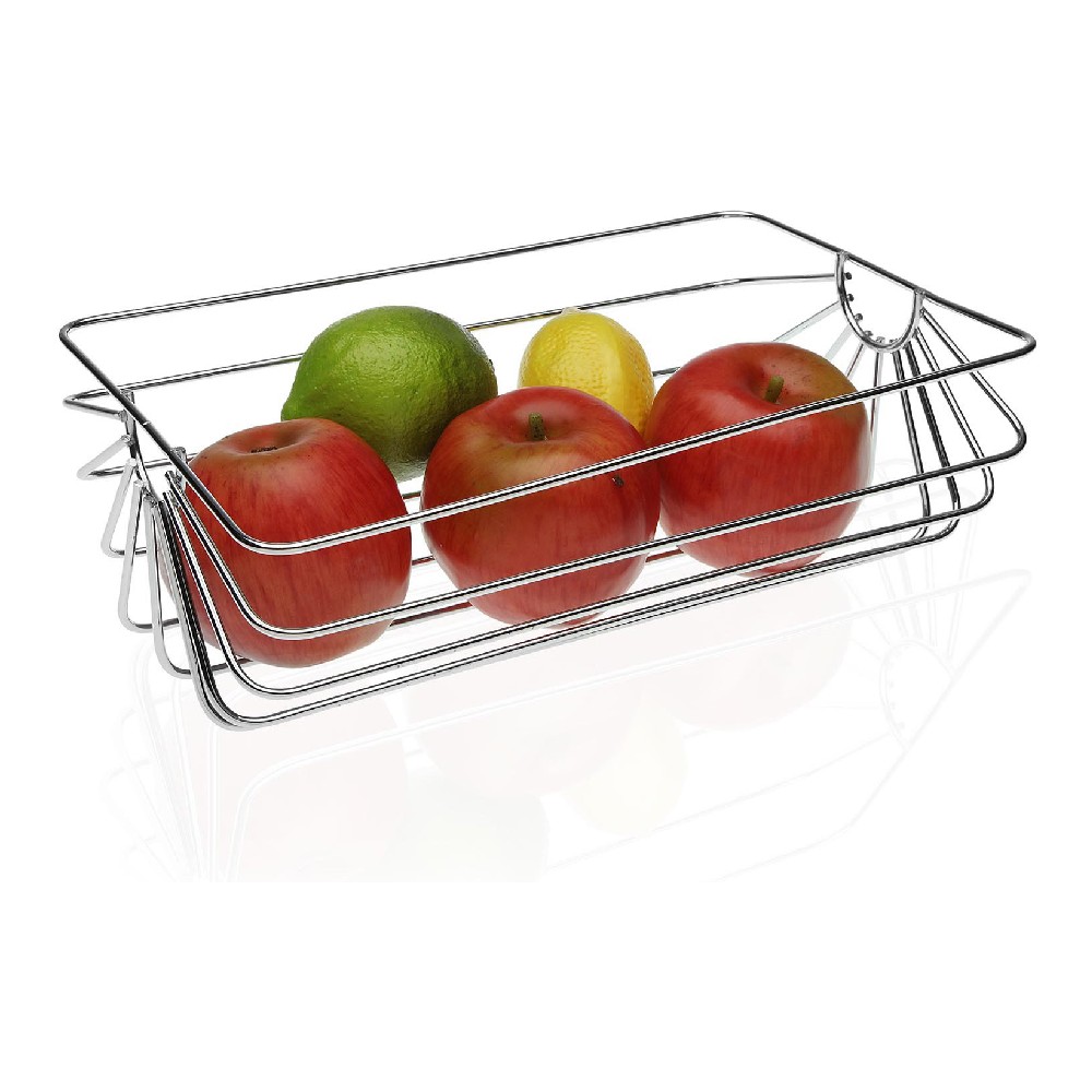 Fruit Bowl Rectangular Chromed (20 x 10,5 x 30 cm) - fruit