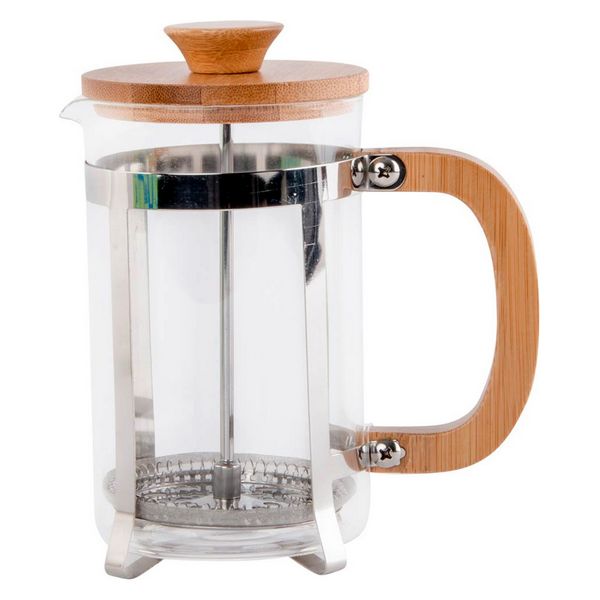 Cafetière with Plunger DKD Home Decor Bamboo Steel Borosilicate Glass (600 ml) - cafetiere