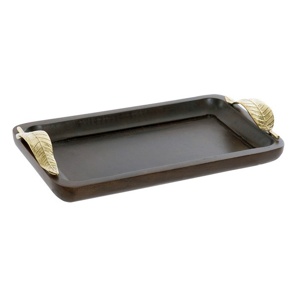 Tray DKD Home Decor Brass Mango wood - tray