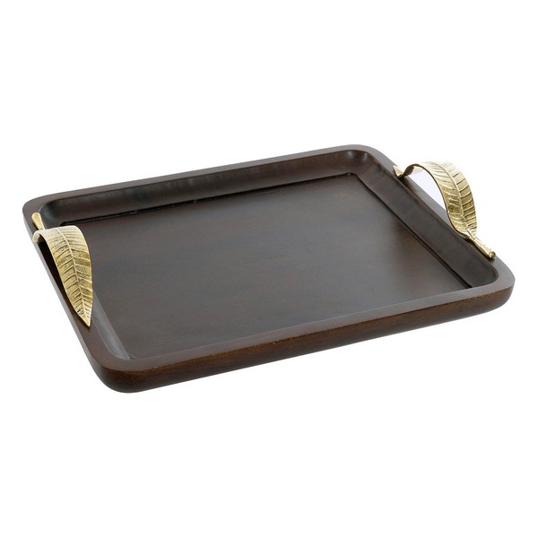 Tray DKD Home Decor Brass Mango wood - tray