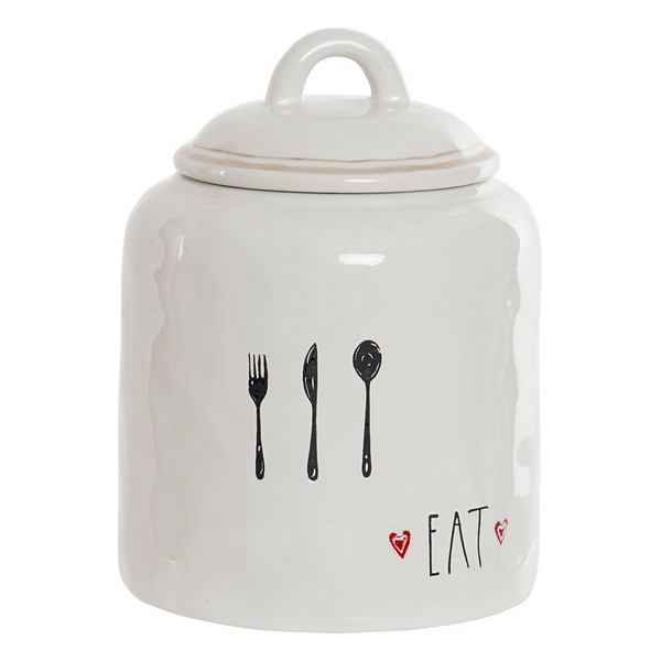 Tin DKD Home Decor Eat Stoneware White (14 x 18 cm) - tin