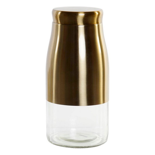 Glass Jar DKD Home Decor Golden (1,6 L) - glass