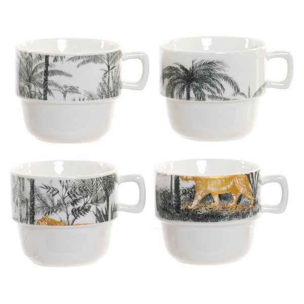 Piece Coffee Cup Set DKD Home Decor Jungle (200 ml) (4 pcs) - piece