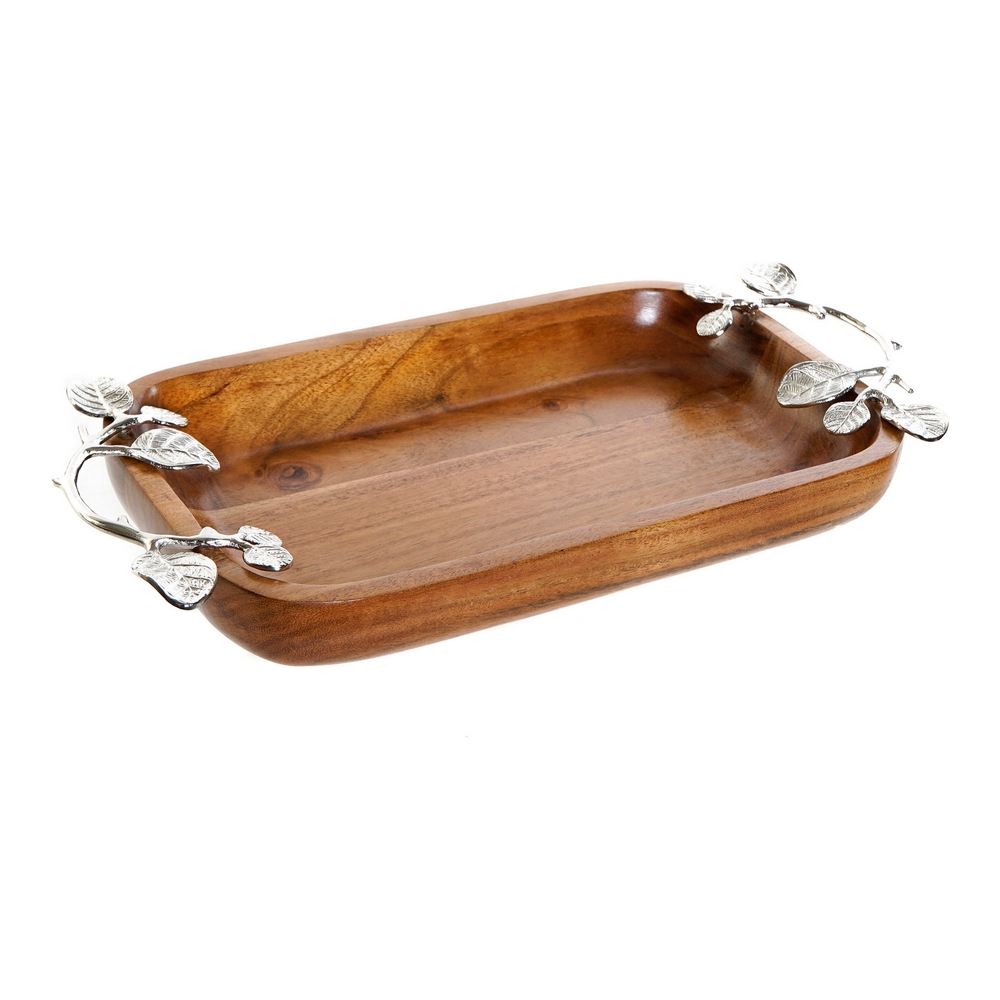 Tray DKD Home Decor Aluminium Acacia (36 x 18 x 3 cm) - tray