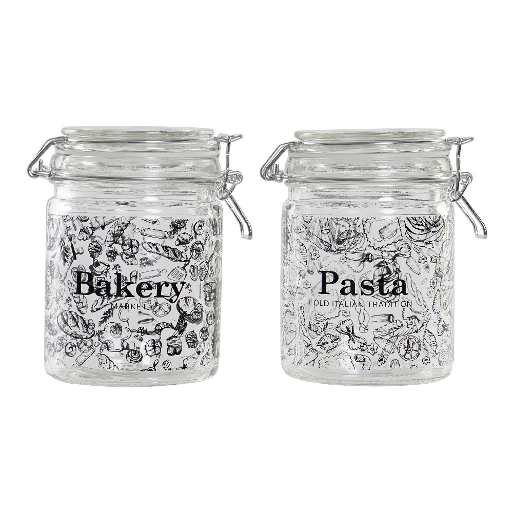 Tin DKD Home Decor Black Crystal 10 x 13 x 14 cm 720 ml (2 pcs) - tin