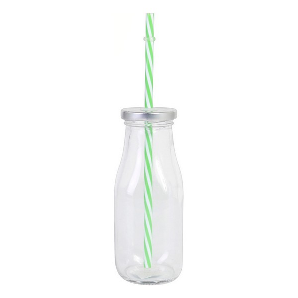 Bottle with Lid and Straw Viejo Valle Green White 33 cl (6 x 15 cm) - bottle