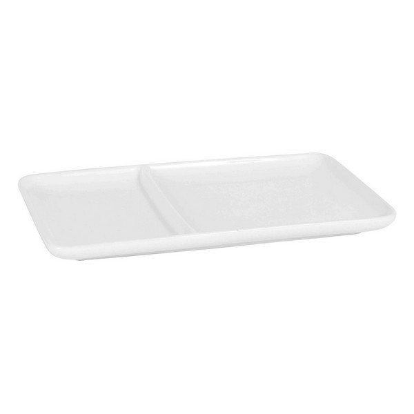 Tray with Compartments Porcelain White (23,5 x 14 x 2 cm) - tray