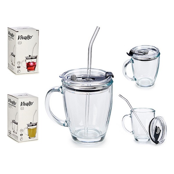 Cup with lid Straw Transparent Crystal (310 ml) - cup