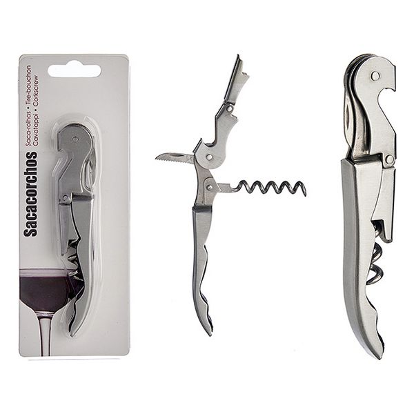 Corkscrew with foil cutter and bottle opener Metal (12 x 1,5 cm) - corkscrew