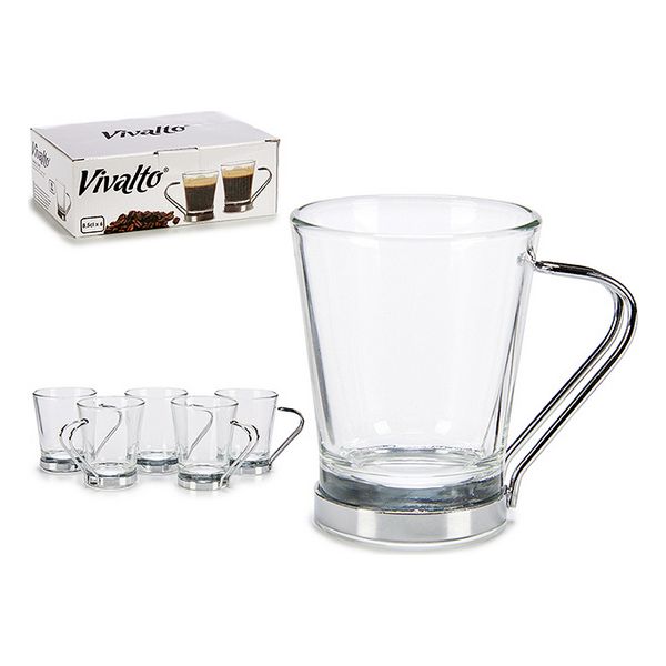 Piece Coffee Cup Set Vivalto Crystal Metal (6 Pieces) (12,5 x 7,5 x 21 cm) (85 ml) - piece