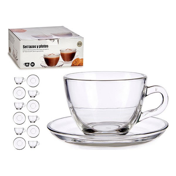 Set of 6 Cups with Plate Crystal (220 ml) - set