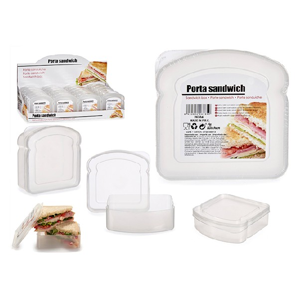 Lunch box Sandwich Transparent Plastic (12 x 4 x 12 cm) - lunch