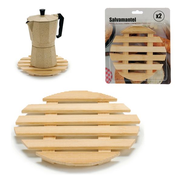 Table Mat Bamboo Circular (2 uds) (17 x 1 cm) - table