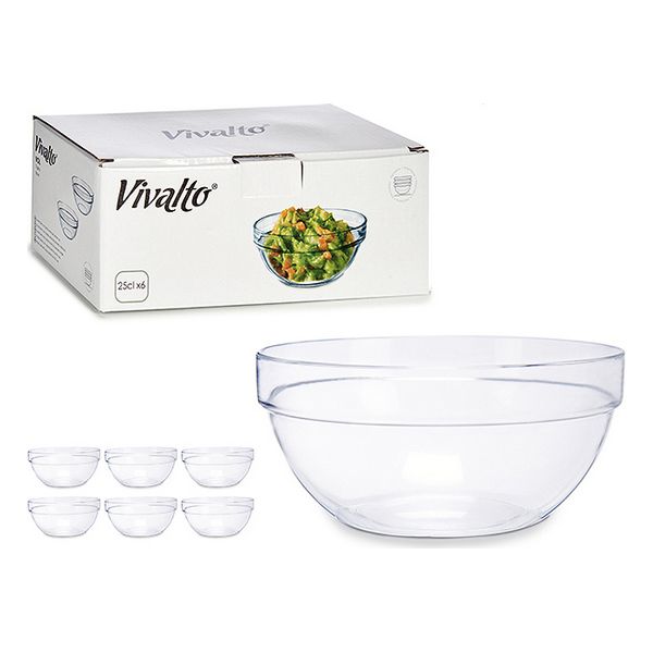 Mixing Bowl Vivalto Transparent Glass (90 ml) (250 ml) (25 cl) - mixing