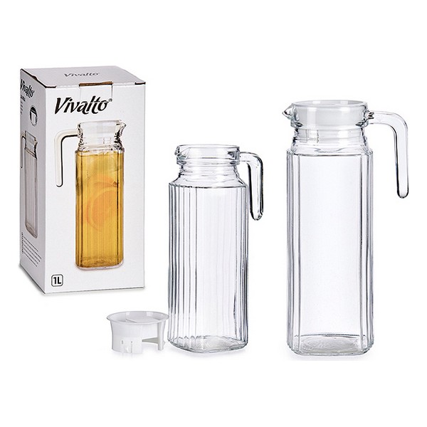 Transparent Glass Jug Squared (1000 ml) - transparent