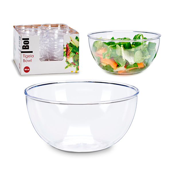 Mixing Bowl Transparent Plastic (700 ml) (15 x 7 x 15 cm) - mixing