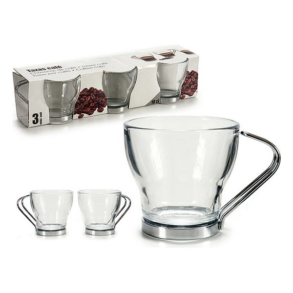 Piece Coffee Cup Set Vivalto Metal Crystal (100 ml) (3 Pieces) (7 x 7 x 27,7 cm) - piece