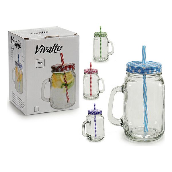 Jar with Lid and Straw Vivalto 700 ml (9 x 16 x 12 cm) - jar