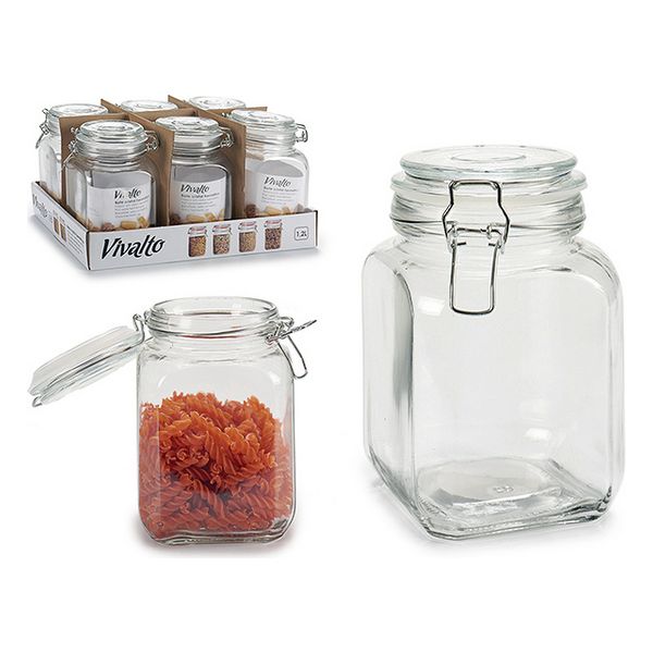 Glass Jar Vivalto Transparent 1,2L (11 x 17,5 x 11 cm) - glass