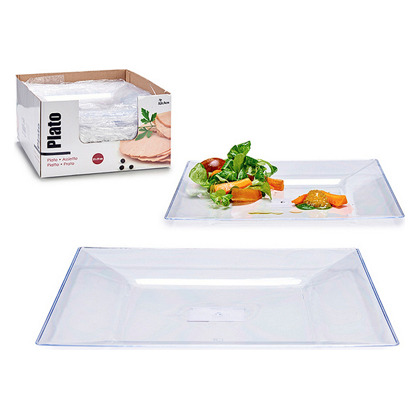 Flat plate Ø 27 cm Squared Transparent - flat