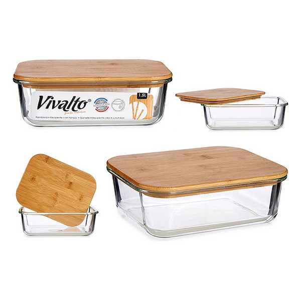 Lunch box Bamboo Transparent (16,7 x 7,3 x 22,3 cm) - lunch