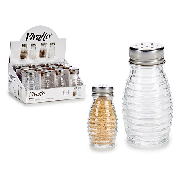 Salt Shaker with Lid Aros Crystal (80 ml) (4,3 x 9,5 x 4,3 cm) - salt