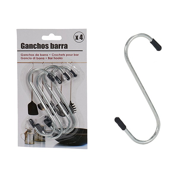 Hook for hanging up Grey Steel (2,5 x 20 x 11 cm) (4 Pieces) - hook