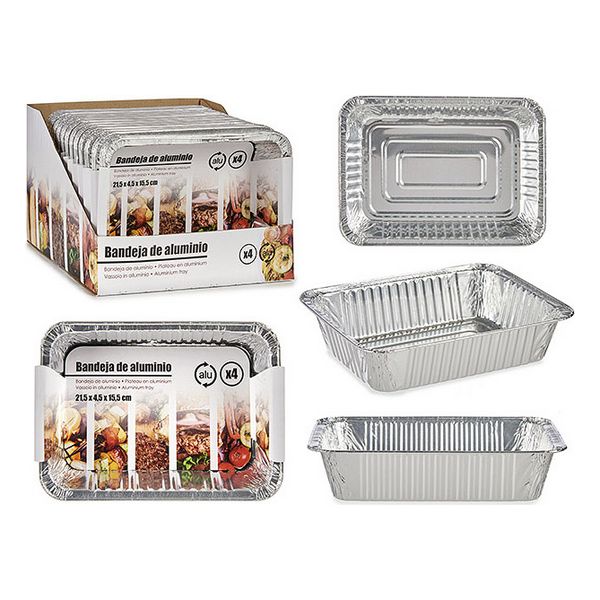 Set of trays Aluminium Rectangular (4 pcs) (15,6 x 5 x 22 cm) - set