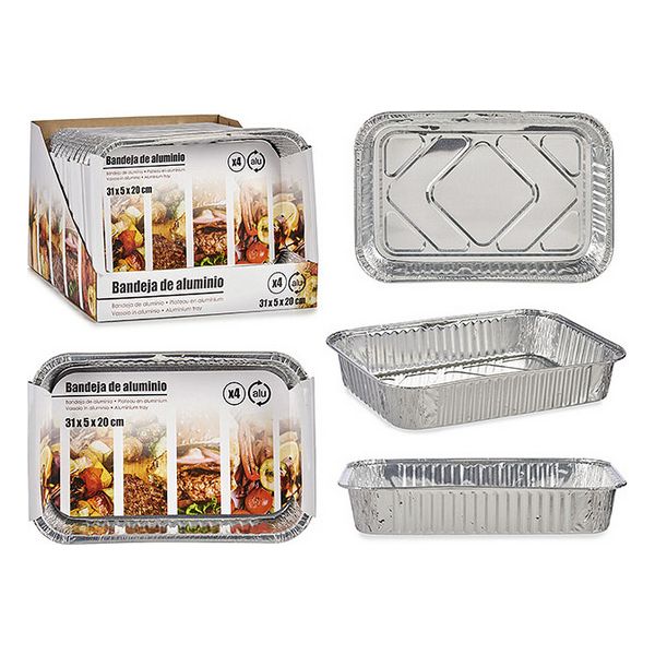 Set of trays Aluminium Rectangular (4 pcs) (20,5 x 5 x 31,3 cm) - set