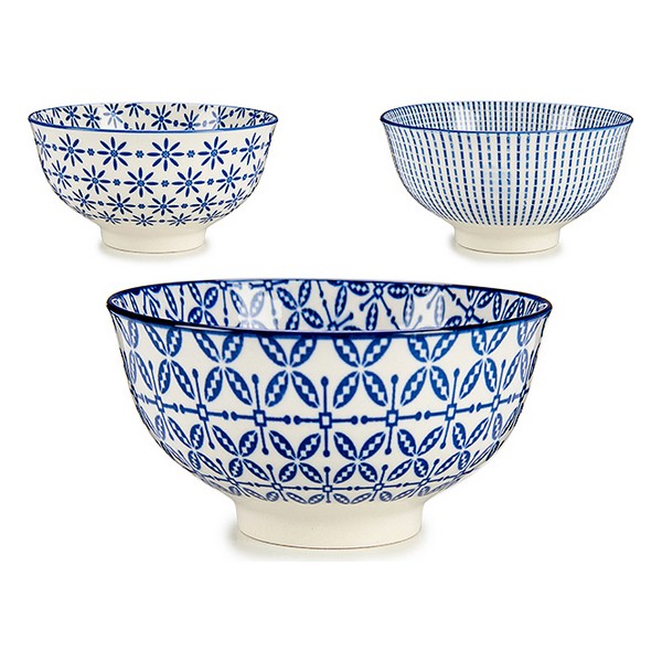Bowl Porcelain Blue / White (12 x 6 x 12 cm) - bowl