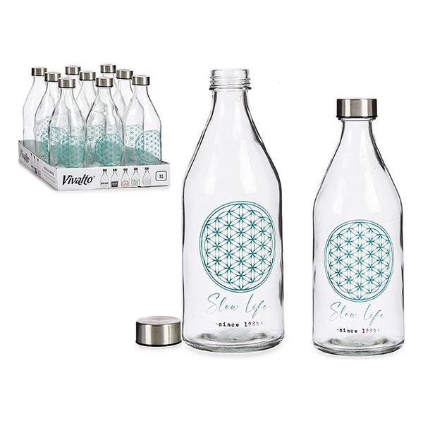 Bottle Slow Life Glass Steel 1000 ml - bottle