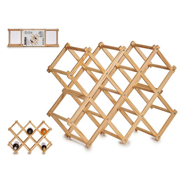 Folding Bottle Rack Wood Natural (17 x 40 x 50 cm) - folding