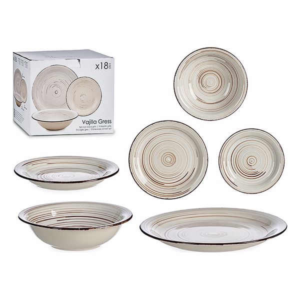 Tableware (18 pcs) Cream Stoneware - tableware